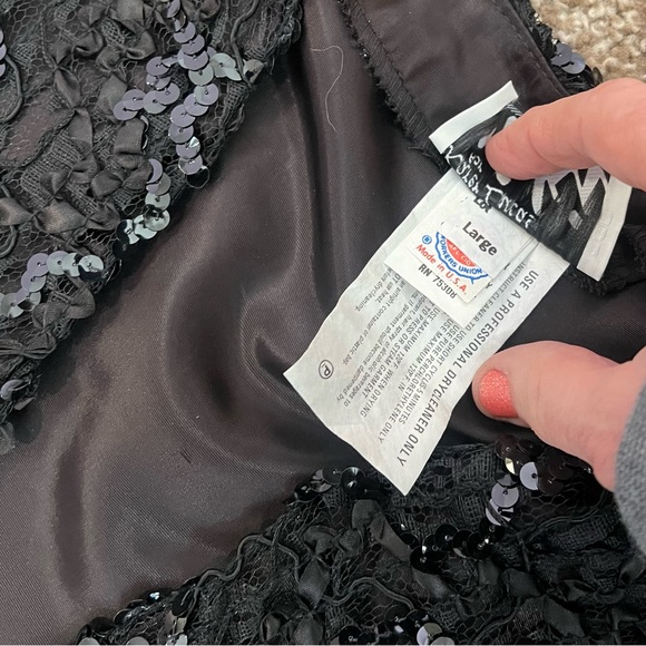 80s vintage black sequin shrug jacket party jacket - sparkle evening jacket - Picture 5 of 9
